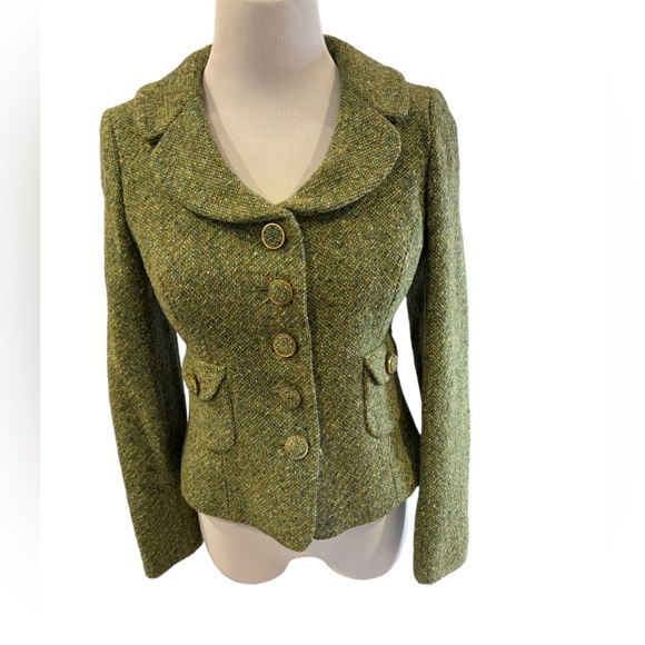 Ann Taylor LOFT Women’s Wool Blend Green‎ Jacket & Skirt Set Size 4P - Picture 1 of 15